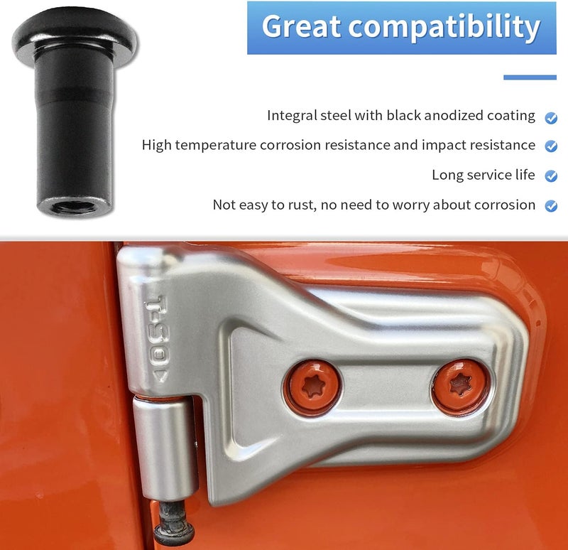 MOEBULB Door Hinge Nuts Compatible with 2018-2022 Jeep Wrangler JL JLU Rubicon Gladiator 2/4 Door - 8pcs - Image 3